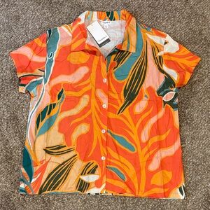 Vitamin A Tropical Button Down Shirt XL Beach Cover Up Resort Top NWT E162a